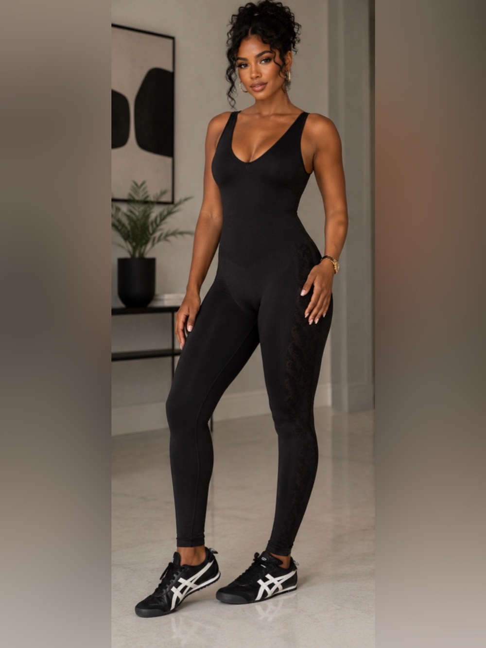 PINK Victoria's Secret Black Full-Length Sculpting Jumpsuit